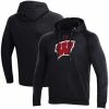 Men's Under Armour Black Wisconsin Badgers Primary School Logo All Day Raglan Pullover Hoodie