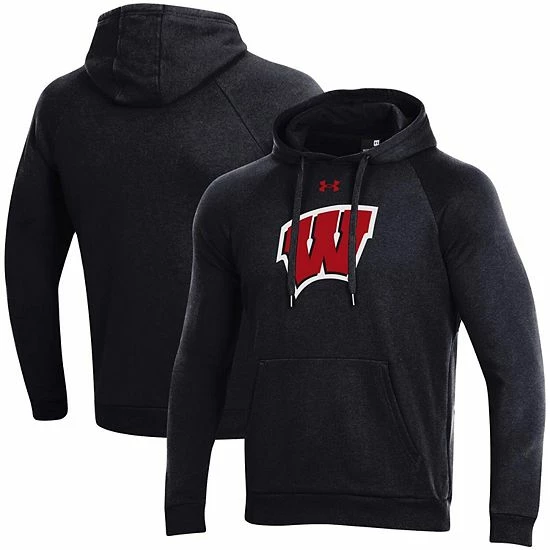 Men's Under Armour Black Wisconsin Badgers Primary School Logo All Day Raglan Pullover Hoodie 1 Men's Under Armour Black Wisconsin Badgers Primary School Logo All Day Raglan Pullover Hoodie