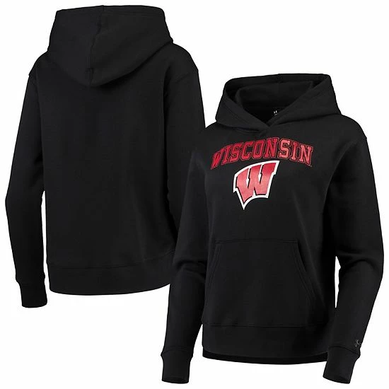 Women's Under Armour Black Wisconsin Badgers All Day Team Fleece Pullover Hoodie 2 Women's Under Armour Black Wisconsin Badgers All Day Team Fleece Pullover Hoodie - Image 2