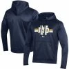 Men's Under Armour Navy Notre Dame Fighting Irish Team Stripe Fleece Pullover Hoodie