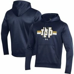 Men's Under Armour Navy Notre Dame Fighting Irish Team Stripe Fleece Pullover Hoodie