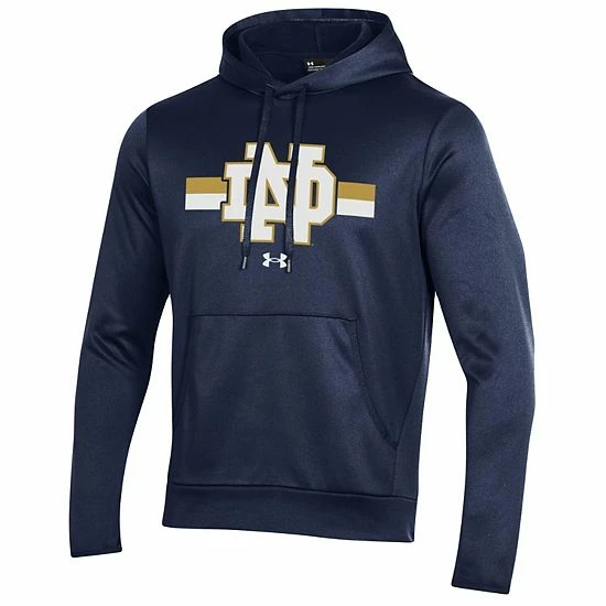Men's Under Armour Navy Notre Dame Fighting Irish Team Stripe Fleece Pullover Hoodie 3 Men's Under Armour Navy Notre Dame Fighting Irish Team Stripe Fleece Pullover Hoodie - Image 3