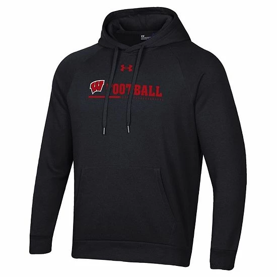 Men's Under Armour Black Wisconsin Badgers Sideline Football All Day Raglan Pullover Hoodie 3 Men's Under Armour Black Wisconsin Badgers Sideline Football All Day Raglan Pullover Hoodie - Image 3