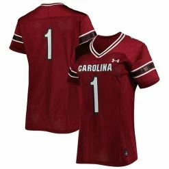 Women's Under Armour #1 Garnet South Carolina Gamecocks Finished Replica Football Jersey