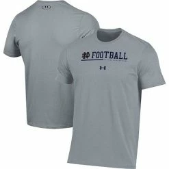 Men's Under Armour Heathered Gray Notre Dame Fighting Irish 2022 Sideline Football Performance Cotton T-Shirt