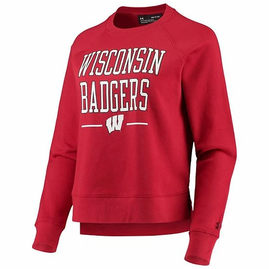 Women's Under Armour Red Wisconsin Badgers All Day Fleece Raglan Pullover Sweatshirt 3 Women's Under Armour Red Wisconsin Badgers All Day Fleece Raglan Pullover Sweatshirt - Image 3