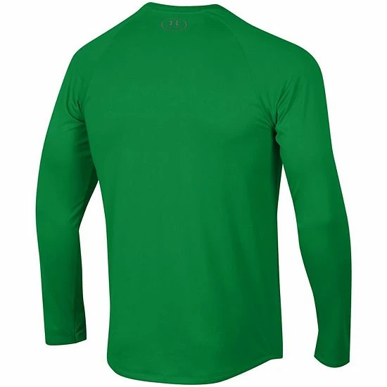 Men's Under Armour Green Notre Dame Fighting Irish Leprechaun Logo Stripe Performance Raglan Long Sleeve T-Shirt 3 Men's Under Armour Green Notre Dame Fighting Irish Leprechaun Logo Stripe Performance Raglan Long Sleeve T-Shirt - Image 3