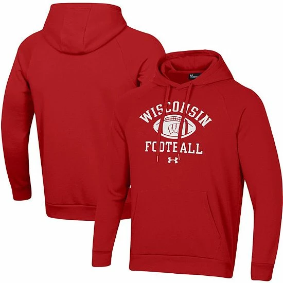 Men's Under Armour Red Wisconsin Badgers Football Practice Raglan Pullover Hoodie 2 Men's Under Armour Red Wisconsin Badgers Football Practice Raglan Pullover Hoodie - Image 2