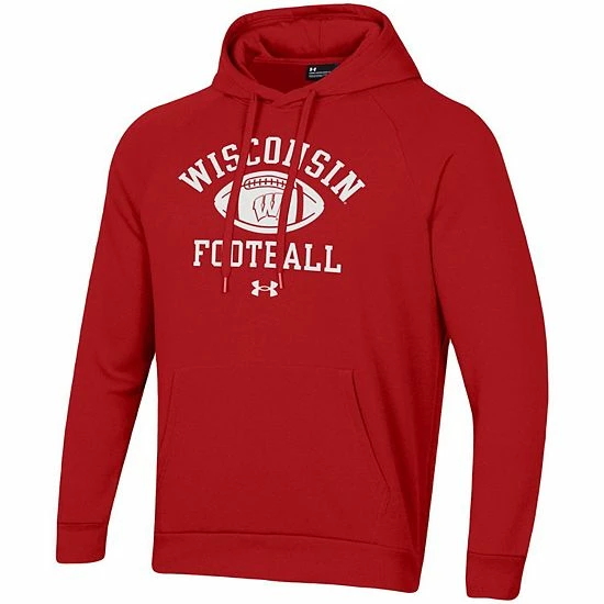 Men's Under Armour Red Wisconsin Badgers Football Practice Raglan Pullover Hoodie 3 Men's Under Armour Red Wisconsin Badgers Football Practice Raglan Pullover Hoodie - Image 3