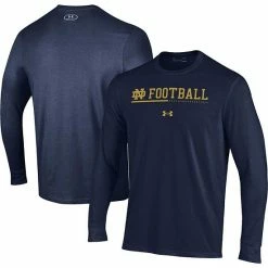 Men's Under Armour Navy Notre Dame Fighting Irish 2022 Sideline Football Long Sleeve T-Shirt