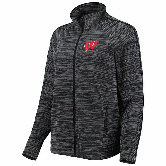 Women's Under Armour Black Wisconsin Badgers Tempo Fleece Raglan Full-Zip Jacket 3 Women's Under Armour Black Wisconsin Badgers Tempo Fleece Raglan Full-Zip Jacket - Image 3