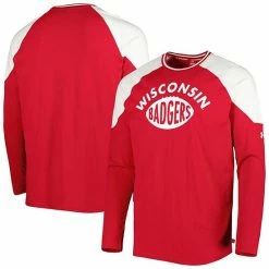 Men's Under Armour Red/White Wisconsin Badgers Iconic Block Raglan Long Sleeve T-Shirt