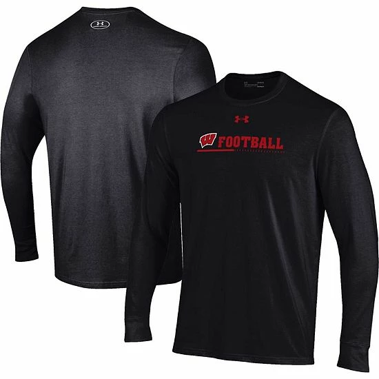Men's Under Armour Black Wisconsin Badgers 2022 Sideline Football Long Sleeve T-Shirt 1 Men's Under Armour Black Wisconsin Badgers 2022 Sideline Football Long Sleeve T-Shirt