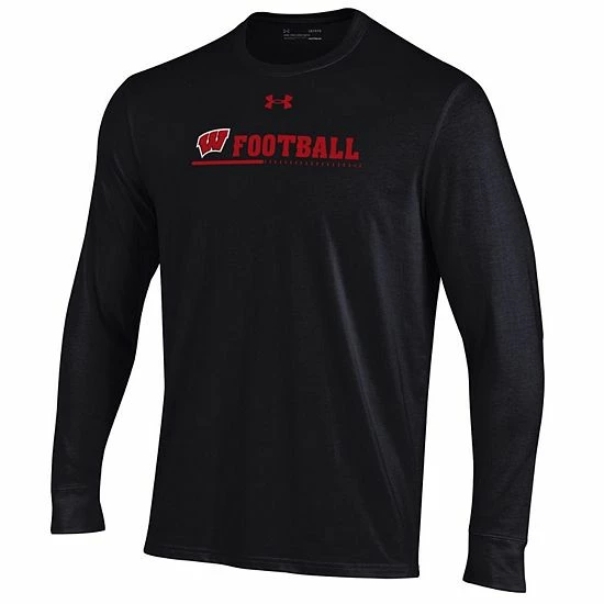 Men's Under Armour Black Wisconsin Badgers 2022 Sideline Football Long Sleeve T-Shirt 3 Men's Under Armour Black Wisconsin Badgers 2022 Sideline Football Long Sleeve T-Shirt - Image 3