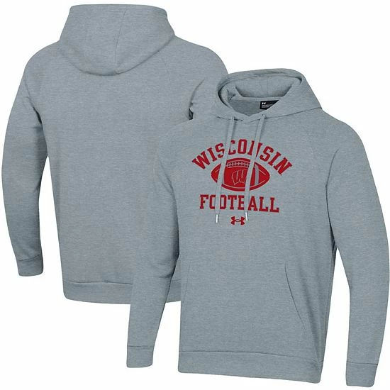 Men's Under Armour Heather Gray Wisconsin Badgers Football Practice Raglan Pullover Hoodie 1 Men's Under Armour Heather Gray Wisconsin Badgers Football Practice Raglan Pullover Hoodie