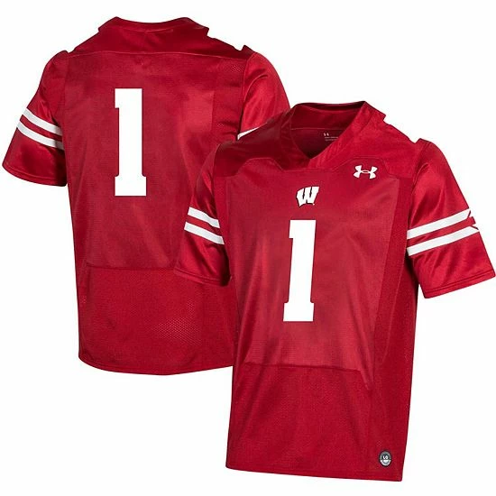 Men's Under Armour #1 Red Wisconsin Badgers Replica Football Jersey 2 Men's Under Armour #1 Red Wisconsin Badgers Replica Football Jersey - Image 2