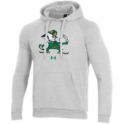 Men's Under Armour Heathered Gray Notre Dame Fighting Irish Mascot School Logo All Day Raglan Pullover Hoodie -Under Armour SHOP unnamed file 9846