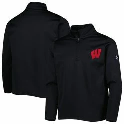 Youth Under Armour Black Wisconsin Badgers Fleece Quarter-Zip Jacket