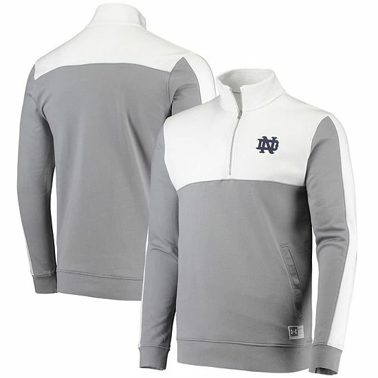Men's Under Armour White Notre Dame Fighting Irish Game Day All Day Fleece Half-Zip Jacket 2 Men's Under Armour White Notre Dame Fighting Irish Game Day All Day Fleece Half-Zip Jacket - Image 2
