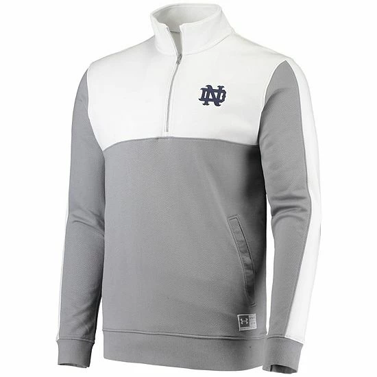 Men's Under Armour White Notre Dame Fighting Irish Game Day All Day Fleece Half-Zip Jacket 3 Men's Under Armour White Notre Dame Fighting Irish Game Day All Day Fleece Half-Zip Jacket - Image 3