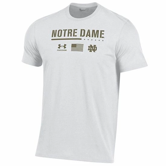 Men's Under Armour White Notre Dame Fighting Irish Freedom Performance T-Shirt 3 Men's Under Armour White Notre Dame Fighting Irish Freedom Performance T-Shirt - Image 3