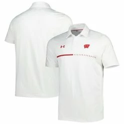 Men's Under Armour White Wisconsin Badgers Title Performance Polo