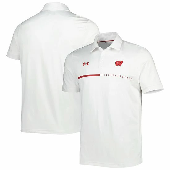 Men's Under Armour White Wisconsin Badgers Title Performance Polo 2 Men's Under Armour White Wisconsin Badgers Title Performance Polo - Image 2