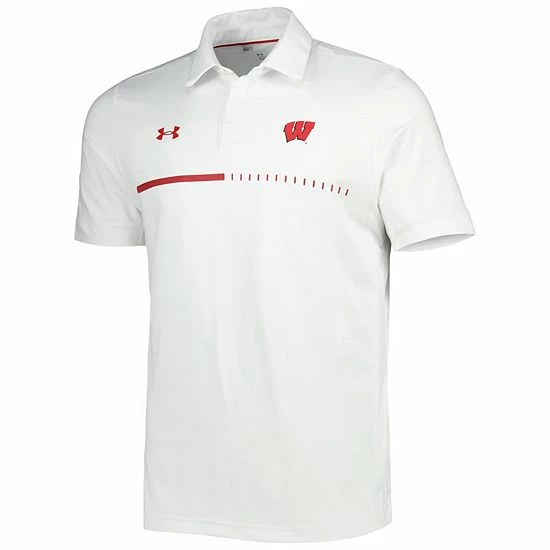 Men's Under Armour White Wisconsin Badgers Title Performance Polo 3 Men's Under Armour White Wisconsin Badgers Title Performance Polo - Image 3