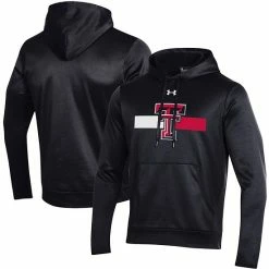 Men's Under Armour Black Texas Tech Red Raiders Logo Stripe Fleece Pullover Hoodie