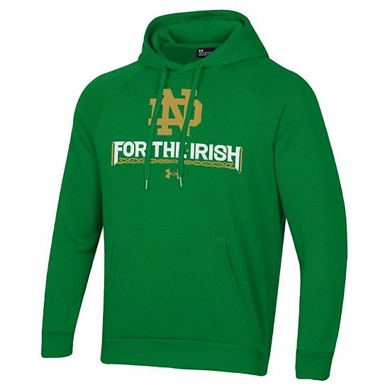 Men's Under Armour Green Notre Dame Fighting Irish For The Irish All Day Pullover Hoodie 3 Men's Under Armour Green Notre Dame Fighting Irish For The Irish All Day Pullover Hoodie - Image 3
