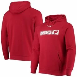 Men's Under Armour Red Wisconsin Badgers 2021 Sideline Football All-Day Raglan Pullover Hoodie